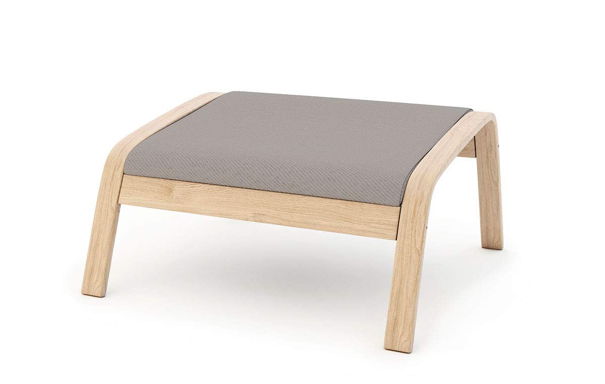 Vinylla Armchair Replacement Cover Made for Ikea Poang Chair (Footstool Design 1, Cotton - Grey)