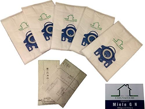 5 GN Vacuum Bags Compatible with Miele Canister + 1 Motor Filter, and 1 Exhaust Air Clean Filter