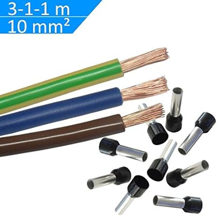 Xenterio Verdrahtungssatz, 10mm², 3/1/1m (bn/bl/gn-ge), 25 Aderendhülsen