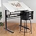 Tangkula Drafting Table Art & Craft Drawing Desk Art Hobby Folding Adjustable w/Stool and Drawers Craft Station (White with 3 Drawers)