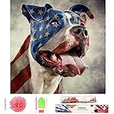 Fundaful DIY Diamond Painting Art Kits For Adults Full Square Drill Dog Paint By Number Shiny Rhinestone Embroidery Cross Stitch Animal Picture American Flag