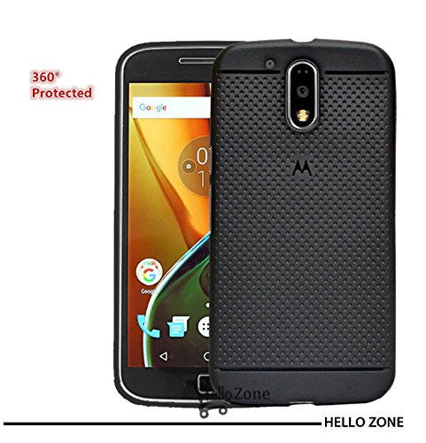 Hello Zone Exclusive Dotted Matte Finish Soft Back Case Cover for Moto G Plus, 4th Gen-Black