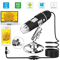 USB Microscope, Splaks 1000x High Power USB Digital Microscope 3 in 1 PCB Microscope Camera with 8 Led Lights and Microscope Stand for Kids Compatible with Windows, Android and Mac