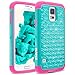 Galaxy S5 Case, RANZ Hot Pink/ Turquoise Mint Spot Diamond Studded Bling Crystal Rhinestone Dual Layer Hybrid Cover Hard Case For Samsung Galaxy S5 I9600 (Verizon, AT&T Sprint, T-mobile)