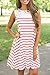 ZESICA Women's Crew Neck Sleeveless Striped Pocket Loose Swing T Shirt Tunic Dress