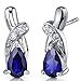 Peora 2 Carats Created Blue Sapphire Open Infinity Earrings for Women 925 Sterling Silver, Hypoallergenic Pear Shape, 8x5mm, Friction Backs, Blue Earrings, September Birthstone Gift