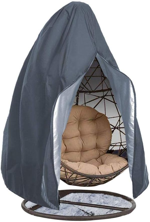 SNIIA Patio Hanging Egg Chair Cover Double Swinging Chair Cover Polyester Taffeta Waterproof Garden Rattan Wicker Swing Chair Cover Outdoor Furniture Cover Black(75" H x 45" D)