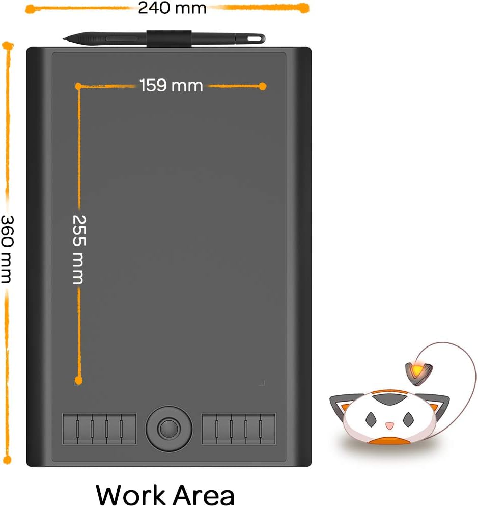 GAOMON M10K2018 10 x 6.25 inches Graphic Drawing Tablet 8192 Levels of Pressure Digital Pen Tablet with Battery-Free Stylus: Computers & Accessories