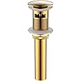 Bathroom Sink Drain Stopper with Overflow Gold Luxury Brass Pop Up Drain Stopper with Overflow Push Bottom Pop Up Drain Lavatory Drain Assembly