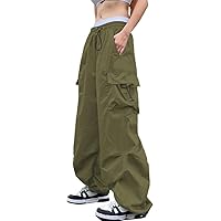 8YARDS Women’s Parachute Cargo IG グラファイト Linsennia Parachute Pants for Womens Wide Leg Cargo Pants