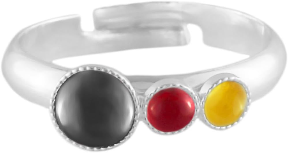 Rings 925 Silver Plated Minimalist Adjustable Universal Size Trio Ooo Crystal Yellow Topaz Round Czech Glass Stone Ruby Red Hematite Handmade