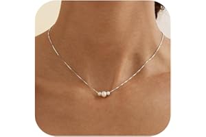 Decholly Gold Pearl Necklaces for Women Trendy, 14K Gold Plated Dainty Necklace Simple Layered Pearl Necklaces for Women Trendy Wedding Birthday Jewelry