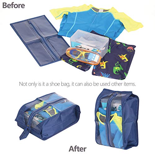 X-Large Travel Shoe Bags Waterproof Organizer Storage bag for Men & Women (6 Pack, Dark Blue)