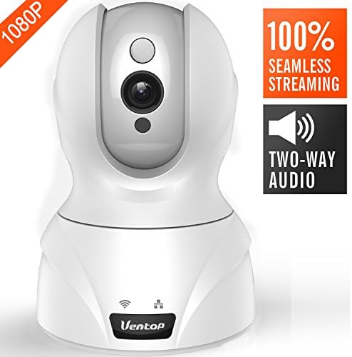 Ventop Indoor Wireless IP Camera - HD 1080p Network Security Surveillance Home Monitoring Featuring Motion Detection, Night Vision, PTZ, 2 Way Audio, iPhone Android Mobile App - PC WiFi Access