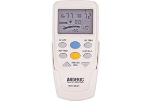 Anderic Replacement for Hampton Bay CHQ7096T with Fan Timer Key Thermostatic Remote Control for Hampton Bay Ceiling Fans (FCC ID: CHQ7096T, UC7096T, CHQ8BF7096T, CHQ8BT7096T) - Ivory - RR7096T
