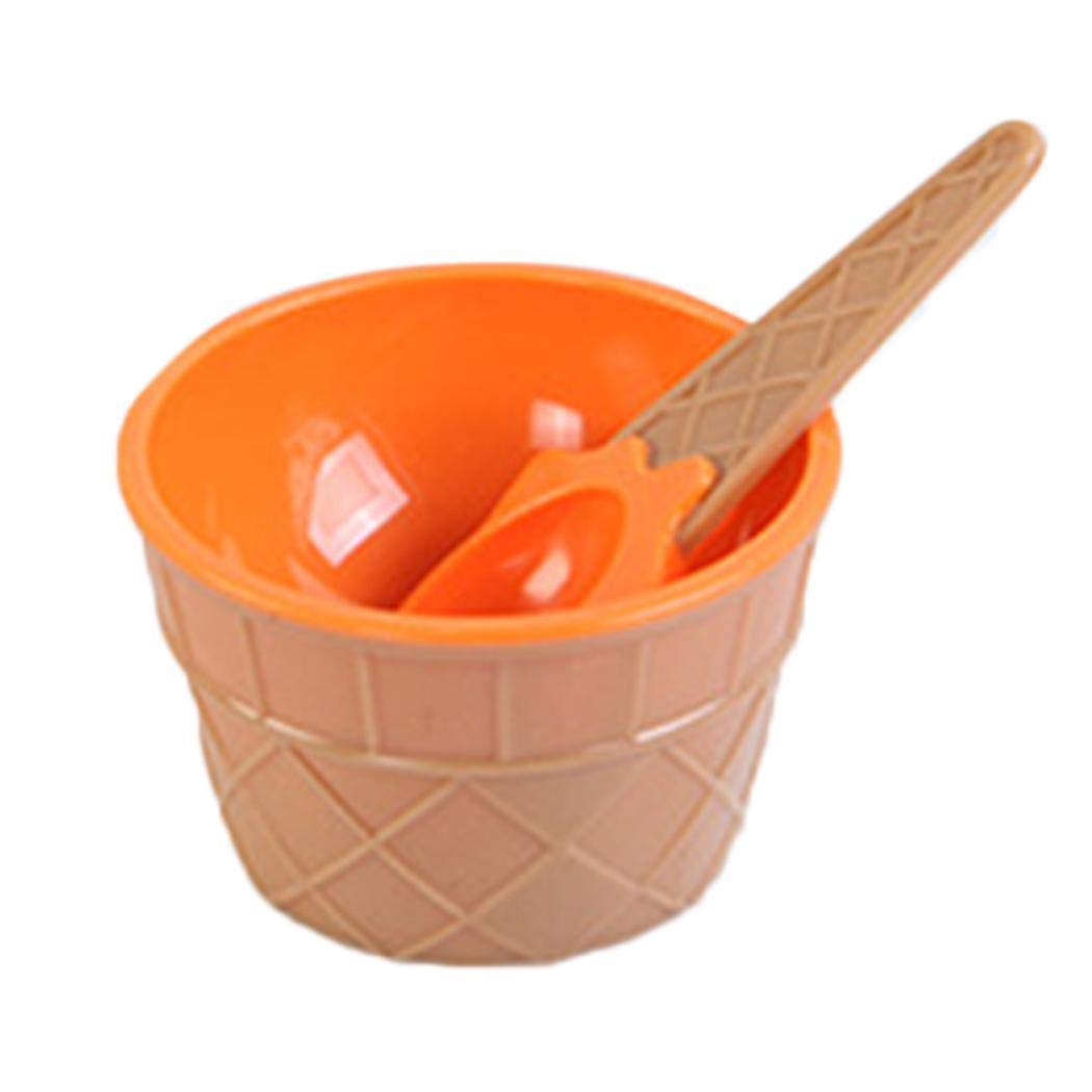 Home Mandii Cartoon Candy Color Ice Cream Bowl with Spoon Kids Ice