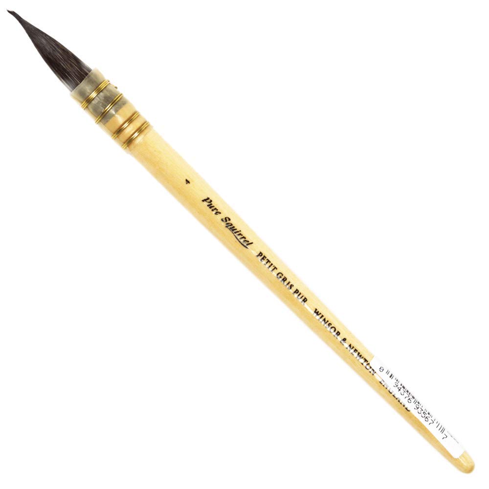 Winsor & Newton Pure Squirrel Pointed Wash Brush - No. 4 Birch Wood 22.2 x 1.2 x 1.2 cm - 5250304
