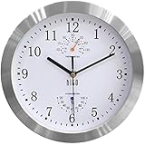 HITO Silent Non-ticking Wall Clock- Aluminum Frame Glass Cover, 10 inches (White)