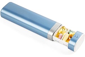 Pill Organizer 7 Day, Daviky Pill Box, Daily Travel Pill Case, Weekly Cute Pill Holder to Hold Medicines, Vitamins, Pills, Supplements (Blue)