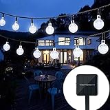 Bolansi Solar String Lights Outdoor 20ft 30LED Crystal Ball Waterproof Globe String Lights Solar Powered Fairy Lighting for Garden Home Landscape Holiday Decorations(White)
