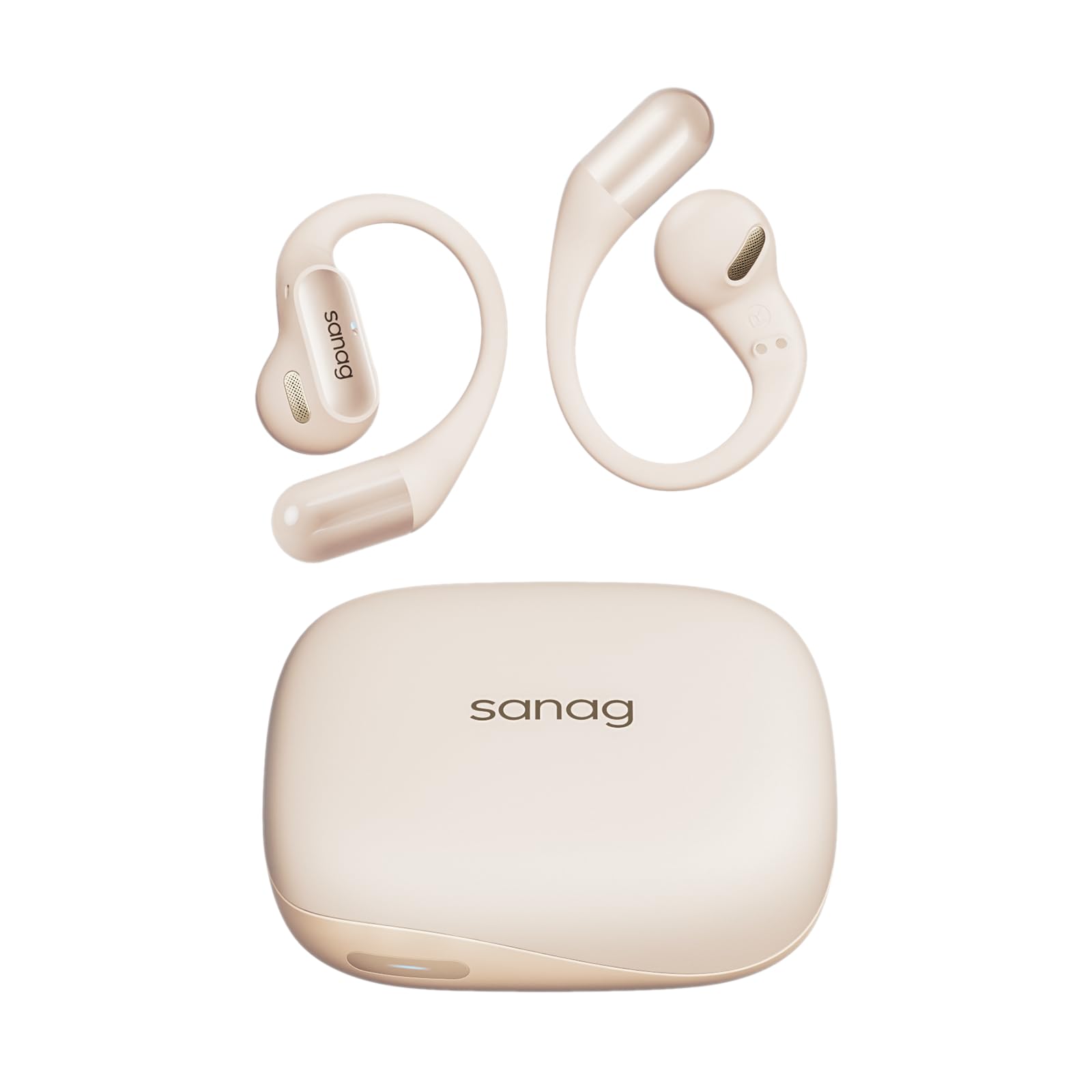 SANAG G6S Open Ear Headphones, Air Conduction Bluetooth 5.3 Wireless Earbuds, 5.4 Grams per Piece, Ultra-Comfort, 36H Playtime, 12mm Composite Film Dynamic Speaker - 48dB AI Noise Canceling, Beige