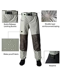 8 fans mujeres de los hombres de la cintura Pesca Waders   3 capas duradero impermeable y transpirable con neopreno Stocks de pie con aislamiento de cintura Waders para la caza de pato, pesca con mosca, una bolsa de malla de almacenamiento incluida