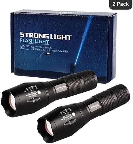Portable Tactical LED Flashlight 1000 Lumens Adjustable Water-Resistant with 5 Light Modes (2 Pack) (black#)