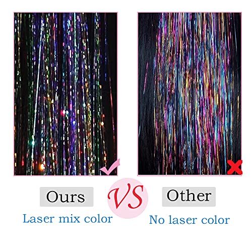 Hair Tinsel Kit 12 Colors 48 Inch 2600 Strands Hair Tinsel Strands Kit