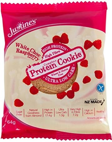JUSTINE'S, COOKIES, RASP WHT CHOC, PRO, Pack of 12, Size 2.25 OZ - No Artificial Ingredients Gluten Free Kosher Wheat Free Yeast Free