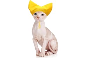SEZDEKI Pet Shower Cap - Waterproof Shower Caps for Sphynx Reusable Cats Ear Protection Bath Cap with Adjustable Strap Ear Covers for House Cats Small Dogs Puppy Pet Grooming Accessories (Yellow)