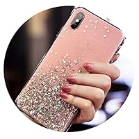 Gradient Sequins Crystal Glitter Star Case Cover for iPhone 6 6S 7 7 Plus 8 Plus X XR XS max Shining Clear Soft TPU Coque Case,Pink,i8 Plus(5.5inch)