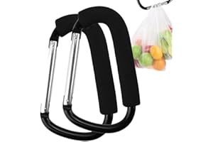 Shengsenfu 2 Pack Stroller Hooks,6.3" Large Stroller Clip, Big Cara biner Clip Heavy Duty, Large Carabiner Clips for Mom Purs