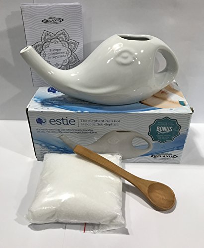 ESTIE Elephant Ceramic Neti Pot for Complete Sinus Cleansing Wash Irrigation Relief