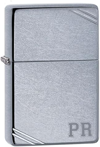 Personalized Zippo Vintage Street Chrome Windproof Lighter with initials laser engraved in bottom right (Two Initials Engraved)