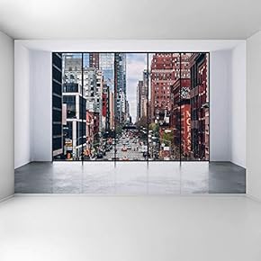 Wall Mural 3D Cityscape Removable Wallpaper Wall Sticker for Bedroom Living Room - 66x96 inches