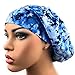Womens Surgical Scrub Hat OR Nurse Cap Euro Style Adjustable Bouffant Cap Navy Blue Tie Dye