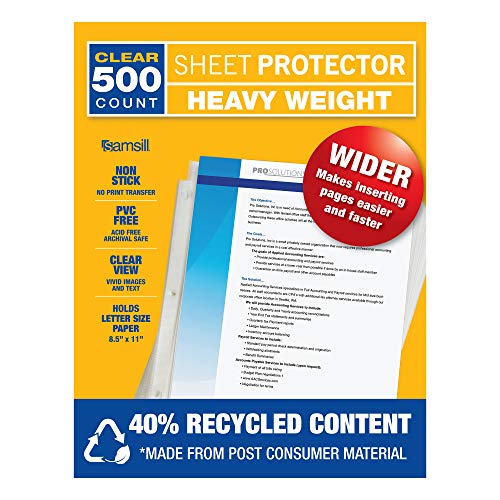 500 Clear Heavyweight Sheet Protectors 3.3 Mil Thickness Top Loading