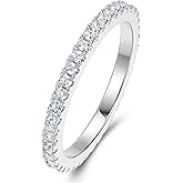 MDFUN 14K Yellow Gold Plated Cubic Zirconia Band Eternity Ring for Women