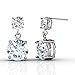 Cate & Chloe Jasmine 18k White Gold Dangling Stud Earrings with Solitaire Round Cut Simulated Diamond Crystals, Elegant Jewelry for Women, Gift for Her