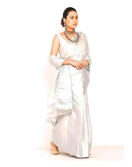 Ayesha Fashion women uppada silver tissue cotton saree