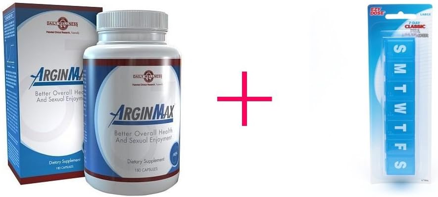 ArginMax for Male Sexual Fitness (2pc AND EZY Dose 7-Day Classic Pill Reminder, Large - BUNDLE)