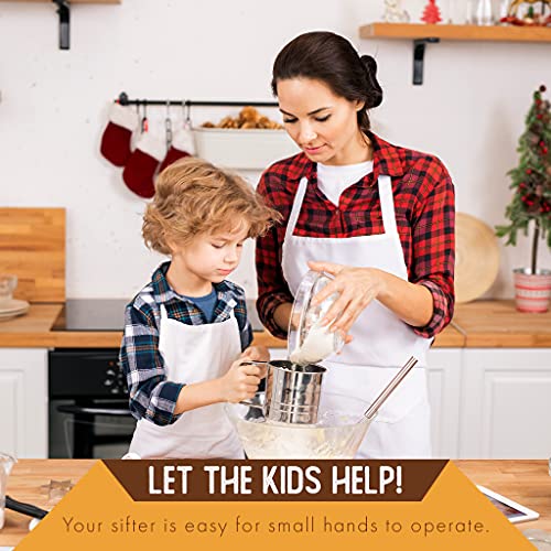 5 Cup Sugar & Flour Sifter for Baking Versatile Trigger Crank Mesh