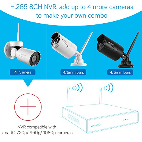 [Pan Tilt & Expandable] xmartO Hybrid Wireless Security Camera System with 8CH NVR, 2Pcs Wireless PT Cameras (Built-in Audio), 2Pcs Fixed-Angle WiFi Bullet Cameras (Audio Compatible), No HDD - Thumbnail 6
