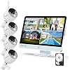 YESKAMO Long Range Wireless Outdoor Home Security Camera System with 16inch 1080p IPS Monitor 2TB Hard Drive [Floodlight…