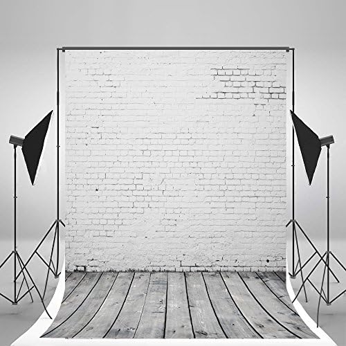 5x6.5ft Retro Brick White Photography Backdrops Wood Floor No Wrinkles White Background Studio Photo For Newborn Photography Props S-126