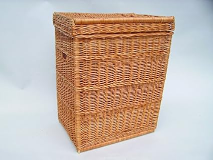 Wäschetruhe, Wäschekorb, Wäschebox aus Weide mit Stoff ausgeschlagen