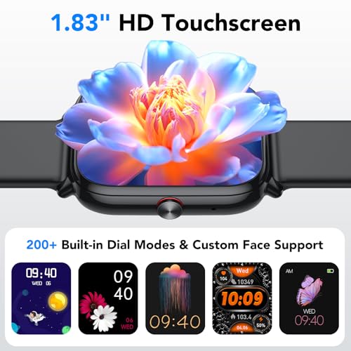 Smartwatch for Men and Women, 1.83 Inch HD Bluetooth Calling Watch, 110+ Sports Modes, Fitness Tracker with 1000 mAh Battery, 20 Days Time, Waterproof IP68 Smartwatch for Android/iOS