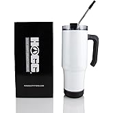 Hogg Bluetooth Tumbler 30 oz Grippy - White, Sublimation Blanks, Bluetooth Speaker Cup, 30 oz Sublimation Tumbler with Handle and Straw, Sublimatable Cup with Speaker, Stainless Steel Insulated