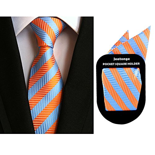 Lot 6 Pcs Mens Ties and 6 Free Matching Pocket Squares, Men's Classic Tie Necktie Woven Jacquard Neck Ties Gift box packing (6+6 style 08)