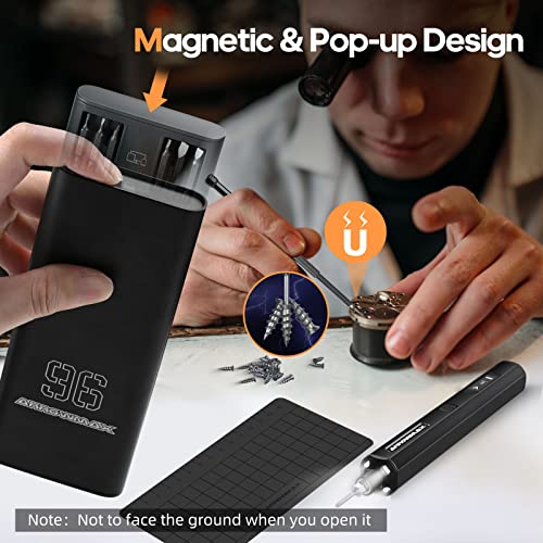 102 in 1 Electric Screwdriver, AM ARROWMAX Cordless Precision Screwdriver Set with 96 Magnetic Bits, Rechargeable Portable Electronic Screwdriver Set for Phone Laptop Camera Watch (PRO PLUS Black)